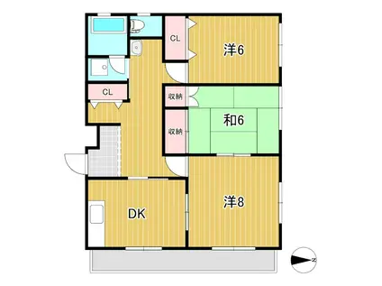 サローデK21(3DK/2階)の間取り写真