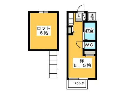 ラークヒルズK2(ワンルーム/1階)の間取り写真