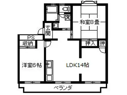 コスモハイツ英(2LDK/2階)の間取り写真