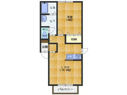 サンヴィラン美原A棟(1LDK/1階)の間取り写真