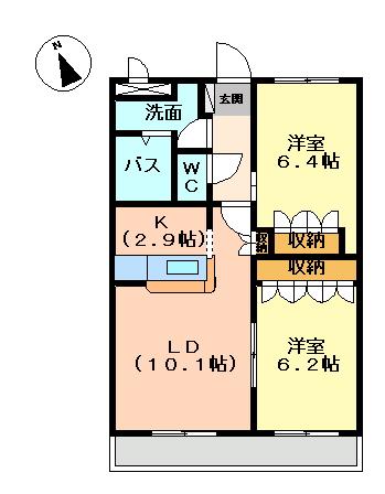 ルミナスコート(2LDK/1階)の間取り写真
