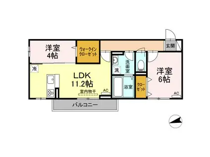 プレステージア厚南北I(2LDK/3階)の間取り写真