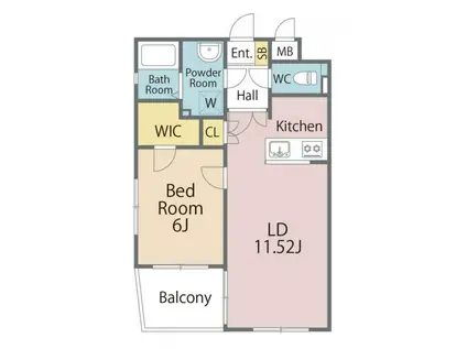 グレイスフルヒルズ南佐古(1LDK/1階)の間取り写真