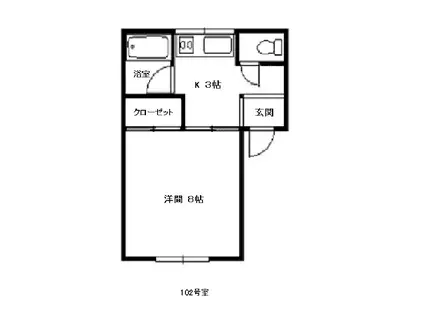 カントリー24(1K/1階)の間取り写真