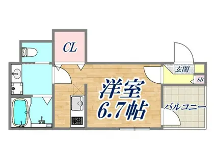 ハーモ二-テラス姫島5(ワンルーム/1階)の間取り写真