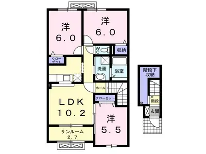ニューシティ下堀II(3LDK/2階)の間取り写真