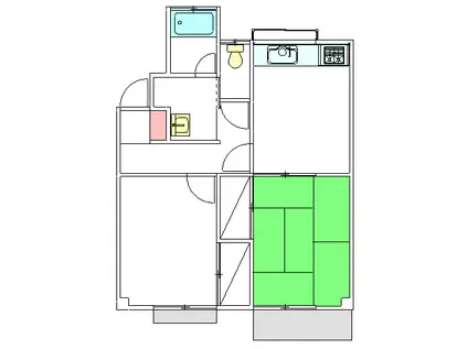 グランディさんぴあ(2DK/1階)の間取り写真