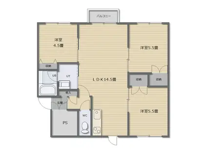 ロイヤルシティ日吉A(3LDK/2階)の間取り写真