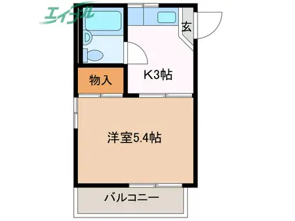 コーポロイヤル(1K/2階)の間取り写真