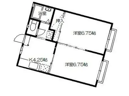 パークハイツはこざきI(2K/2階)の間取り写真