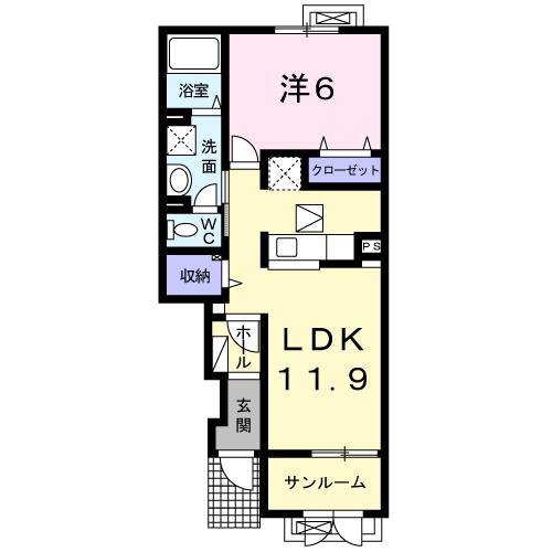 アルディ I(1LDK/1階)の間取り写真