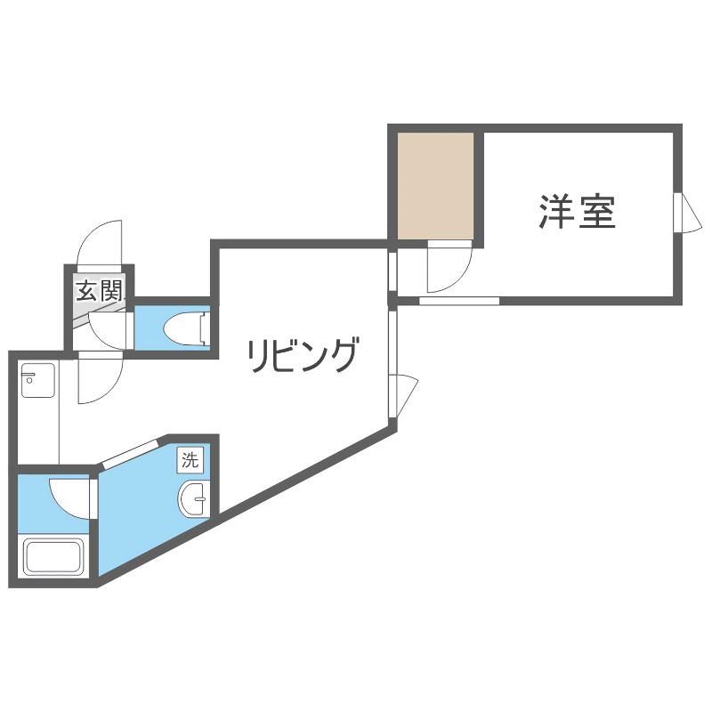 KIRAMECK 月寒中央(1DK/3階)の間取り写真