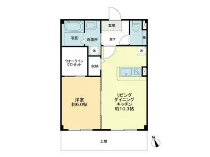 フォブールマドカ(1LDK/1階)の間取り写真