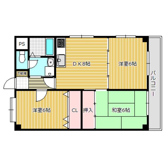 フレンドシップ99(3DK/3階)の間取り写真
