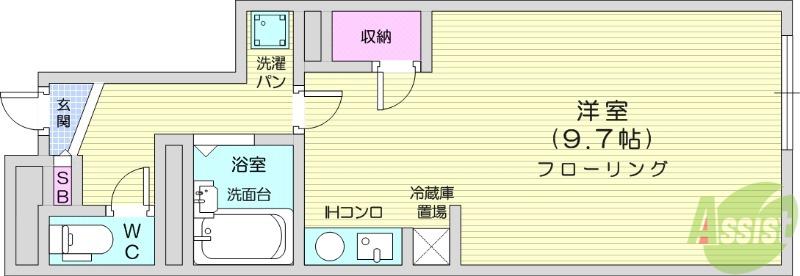 ジュネス(ワンルーム/1階)の間取り写真