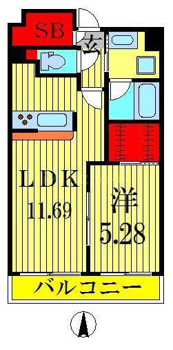 グランジュエ本所(1LDK/9階)の間取り写真