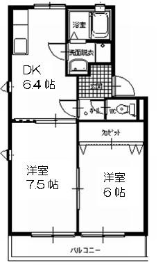メゾン三ツ谷 B(2DK/2階)の間取り写真