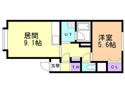 リーブル(1DK/2階)の間取り写真