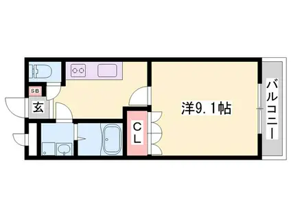 アビタシオン朝日(1K/1階)の間取り写真