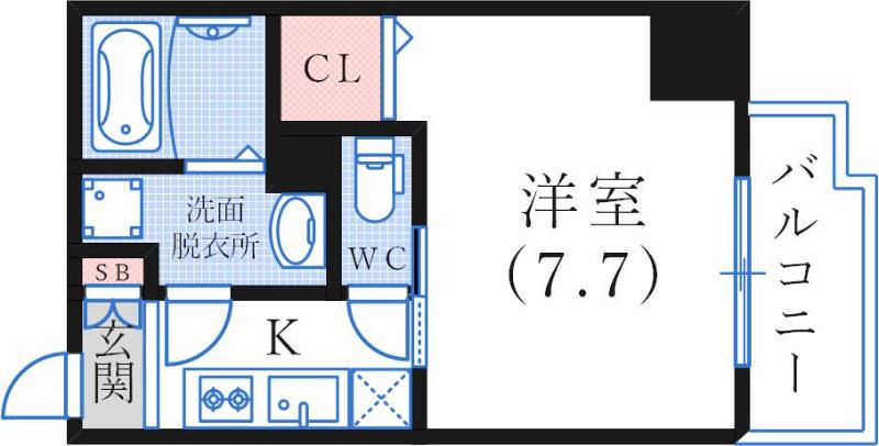 レジデンス神戸レガーロ(1K/6階)の間取り写真