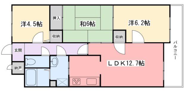 アルコート高岡(3LDK/3階)の間取り写真