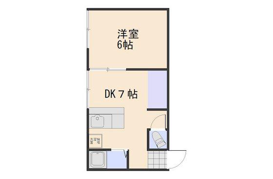 ノベル旭東町(1DK/2階)の間取り写真