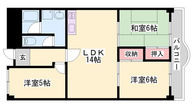 Kプラザ(3LDK/2階)の間取り写真