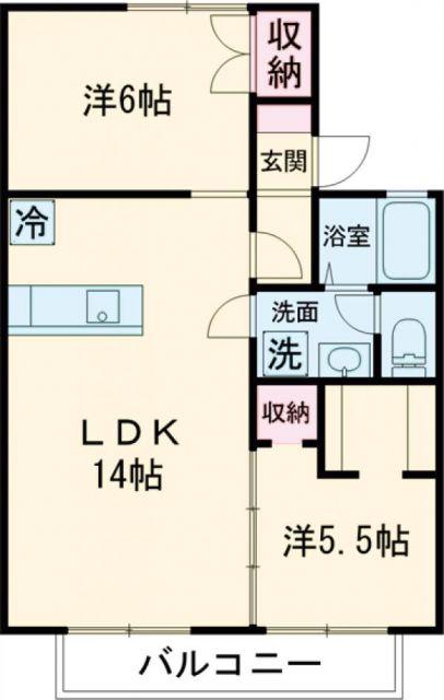 アスール三佐(2LDK/2階)の間取り写真