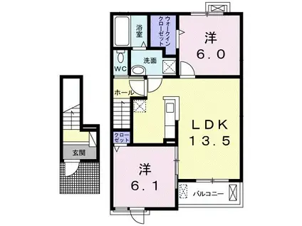 ヒトヤスミB(2LDK/2階)の間取り写真