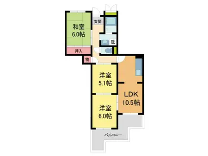 ハイツ栄光(3LDK/2階)の間取り写真