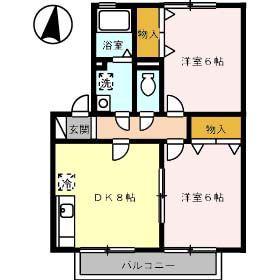 セジュール新市 B棟(2DK/2階)の間取り写真
