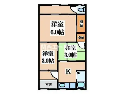奥野文化(3K/2階)の間取り写真