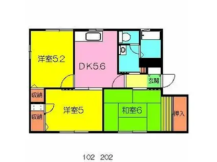 エクセル大井D(3DK/1階)の間取り写真
