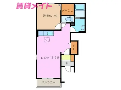 ミルキーIV(1LDK/1階)の間取り写真