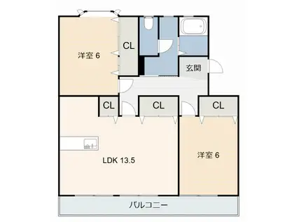 衣浦マンションA棟(2LDK/3階)の間取り写真