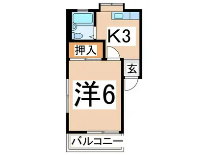 フローラ F(1K/2階)の間取り写真