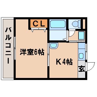 三喜ハイツ(1K/3階)の間取り写真