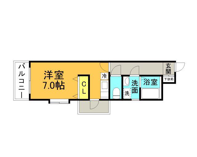リバーフォレスト河原町(1K/5階)の間取り写真