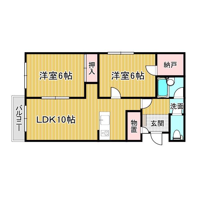 ベッラヴィスタ(2LDK/3階)の間取り写真