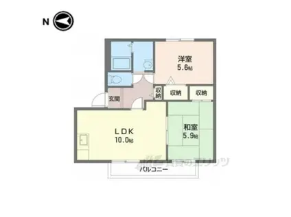 ローレル2(2LDK/2階)の間取り写真