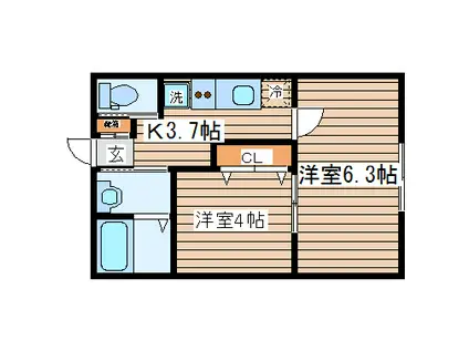 キャピタルサトウ(2K/1階)の間取り写真