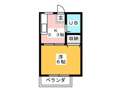 パレドール(1K/2階)の間取り写真