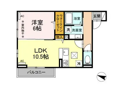 ハイクレア篠崎(1LDK/1階)の間取り写真