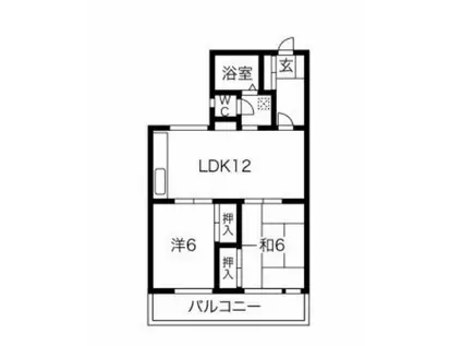 二葉レヂデンス(2LDK/3階)の間取り写真