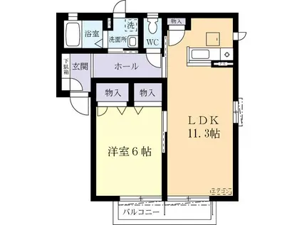 サンセピア A(1LDK/2階)の間取り写真
