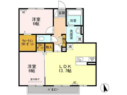 N.ソフィア(2LDK/2階)の間取り写真