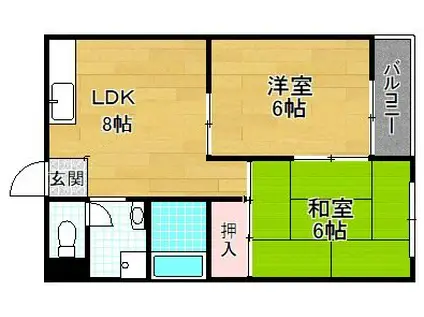 ロイヤルコート(2LDK/4階)の間取り写真