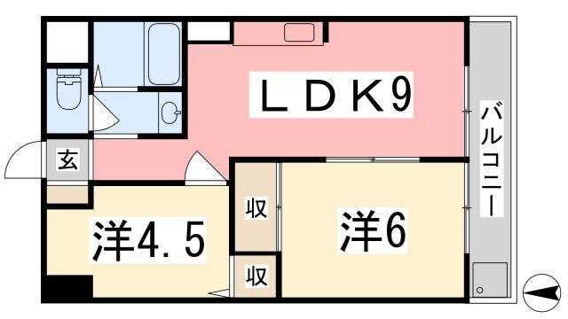 インタービレッジ西夢前台(2LDK/2階)の間取り写真