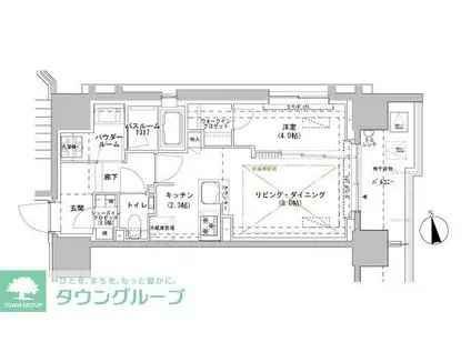 パークスフィア牛込神楽坂(1LDK/9階)の間取り写真