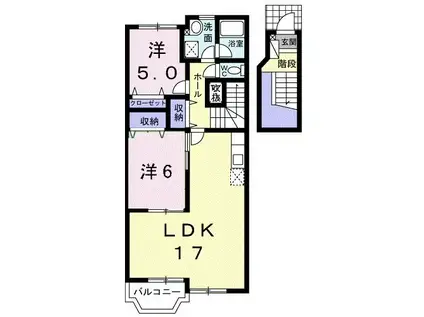 シャン・ド・フルールI番館(2LDK/2階)の間取り写真